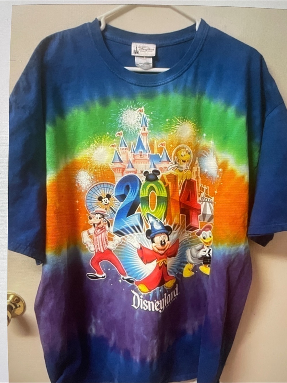 Vintage Disneyland 2014 Multicolor Tie-Dye Kids T-Shirt